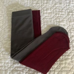 Boot Socks Two Pair 1)NWOT Burgandy, fleece lined; 2) Gray gently used